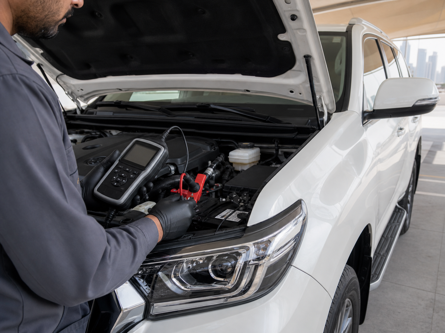 Car battery diagnostic visit in Meydan