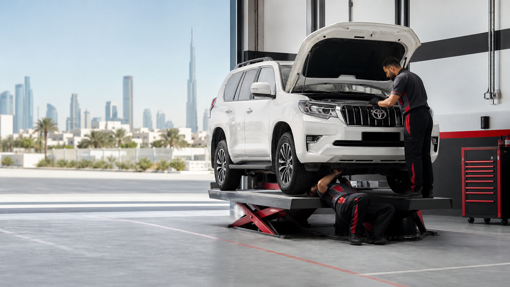 Car Maintenance service in a workshop near Meydan, Dubai